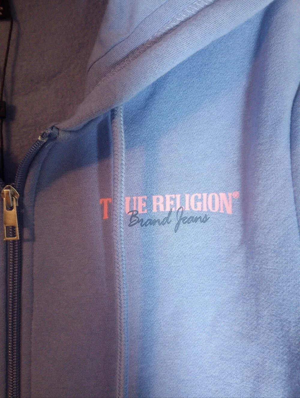 Y2K True Religion Jeweled Logo Crystal Wings Zip Up Varsity Jacket Hoodie Fleece